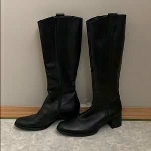 Tall black leather boots